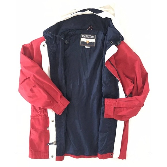 Pacific Trail | Mens Size S Red Parka Jacket Full Zip Hidden Hoodie Drawstring - Picture 7 of 12